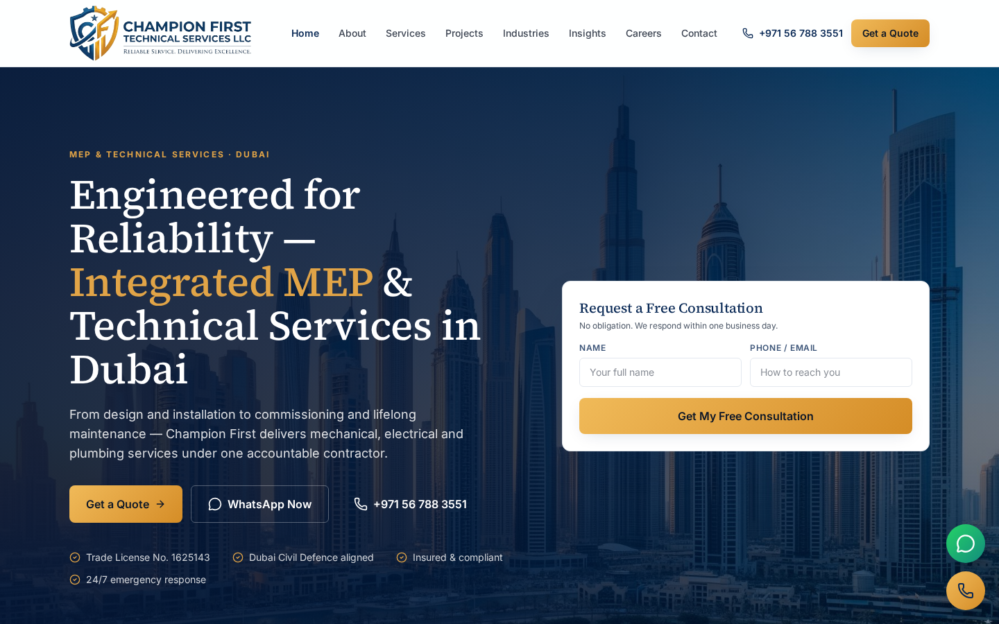 Champ First live website screenshot
