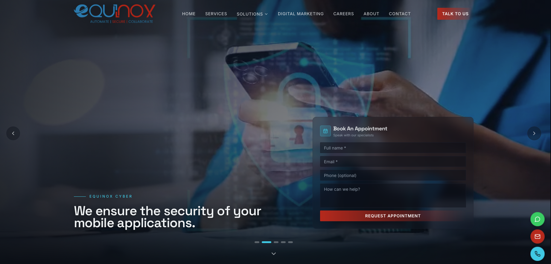 Equinox Cyber live website screenshot